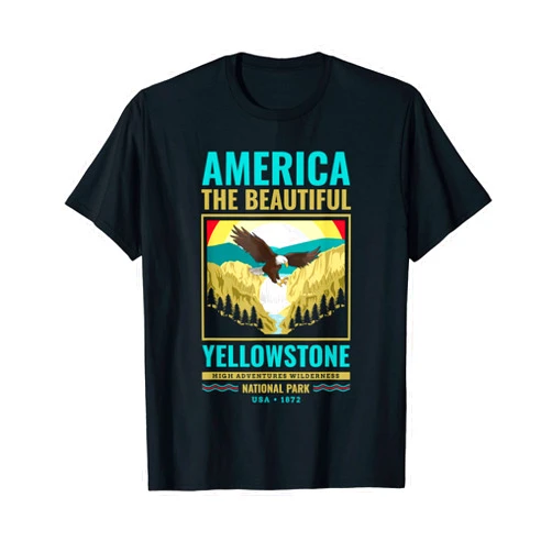 Yellowstone United States USA Unique Items Yellowstone US National Park Eagle Vintage Gift T-Shirt