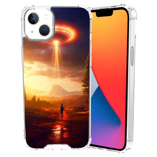 DeweiDirect Clear Case for iPhone 15 14 12 13 11 7 8 6s 6 Pro Max Plus Mini XR X XS Max SE with UFO-BO714,Four Corners Reinforced