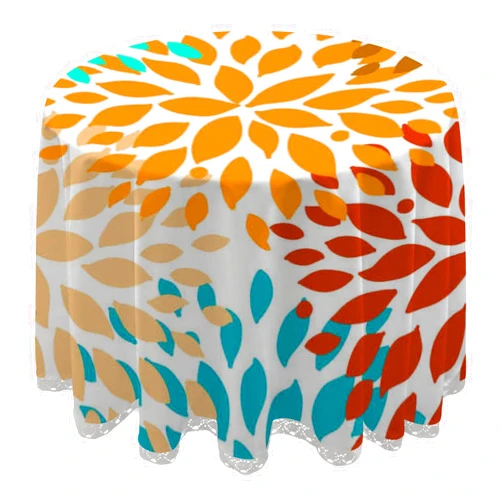 Tangkunup Round Tablecloth with Lace - Washable Circle Tablecloth for Dining Table, Tear Resistant Abstract Shapes Table Cloth 60 Inch