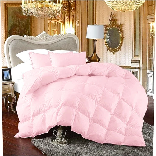 RoverBedding Queen Size Pink Box Stitched Comforter Set 100% Cotton Comforter Set with 500 GSM Fill Power 3 Piece - (1 Comforter + 2 Pillowcases)