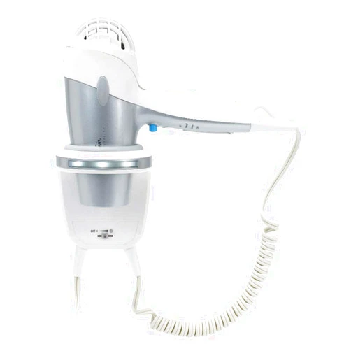 Sunbeam Dual Watt 3 Speed GreenSense Wall Mount Ionic Hair Dryer with Dimmable LED Night Light and Bracket, White and Silver