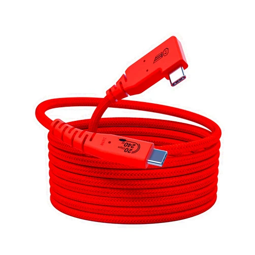 GeoHN.G USB C Tethering Cable 16.5FT, Right Angle USB4 Video Cable with PD 240W, 4K@60Hz 20Gbps Link Cord for Fast Transfer and Connection Between Camera and Computer-Sony/Canon/Nikon/MacBook