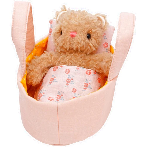 Manhattan Toy Moppettes Bea Bear Stuffed Animal Nurturing Playset with Bear Plush Toy, Fabric Bassinet, Blanket & Pillow