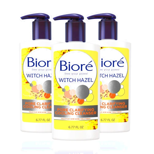 Bioré Witch Hazel Acne Face Wash, Facial Cleanser features 2% Salicylic Acid, for Acne Prone Skin, 6.77 Ounce (3 Pack) WITCH HAZEL COOLING CLEANSER 6.77 Ounce (Pack of 3)