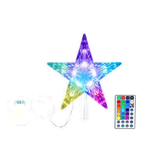 YAGE TALE Christmas Star Tree Topper 9.5inch 17 colors 8 dynamic modes with Versatile Remote Controller 3AA Battery Powered for Lighted Christmas Tree Décor