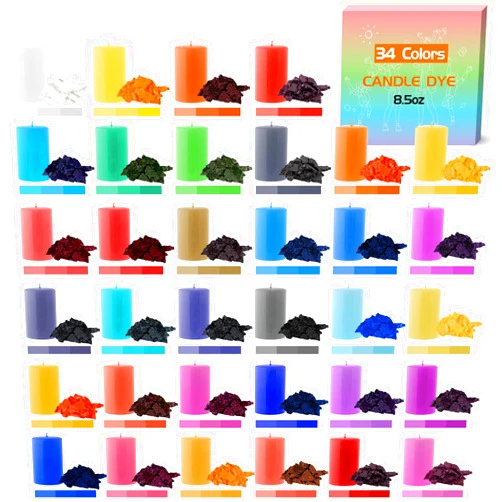 YRYM HT Candle Color Dye for Soy Wax, Safe and Natural- 34 Popular Colors for Candle Making - 8.5oz