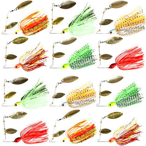 Celwchx Spinnerbait Bass Fishing Lures Kit Spinner Baits Bass Fishing Lure Hard Metal Lure Topwater Buzzbait Swimbait for Trout Salmon Pike Bass Saltwater Freshwater Fishing