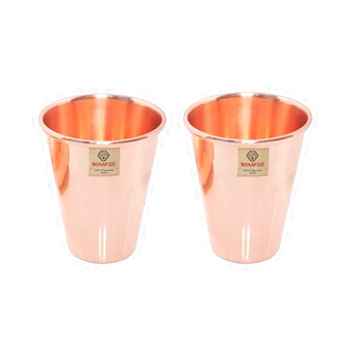 BONA FIDE - Unit of signature metal exports bona fide copper glass set of 2,copper tumbler,plain capacity 350 ml,tumbler combo for drinking water,tumbler for drinking