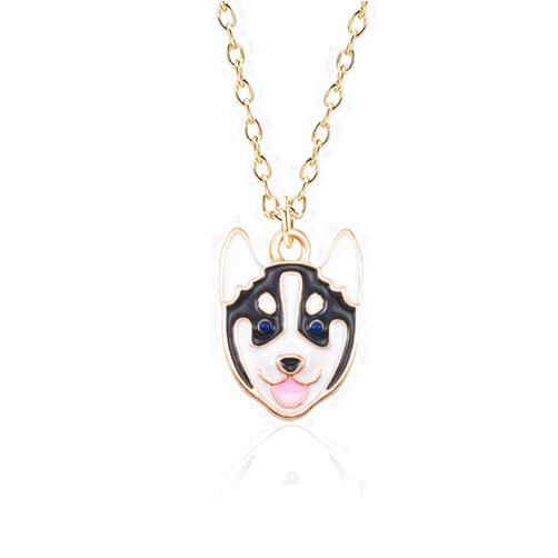 MYANAIL Cartoon Pet Dog Pendant Necklace for Women Husky Shiba Lnu necklace Creative Animal Jewelry Clavicle Necklace for Birthday Gift