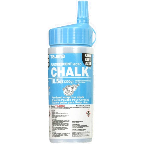TAJIMA Micro Chalk - Fluorescent Blue 10.5 oz (300g) Ultra-Fine Snap-Line Chalk with Durable Bottle & Easy-Fill Nozzle - PLC2-FB300