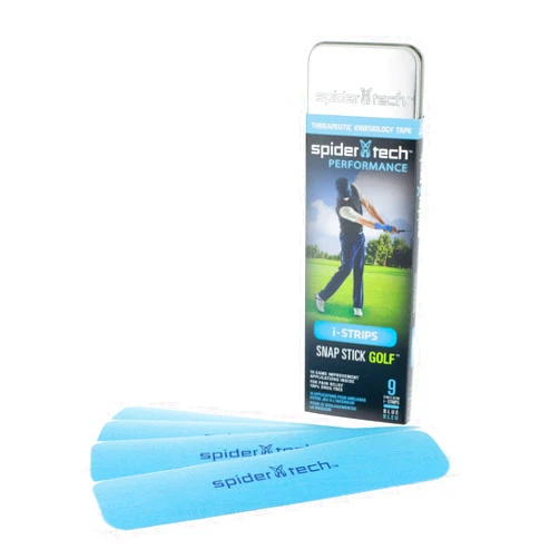 SpiderTech Inc. SpiderTech i-Strips Golf Kinesiology Tape Pack of 9 Tin [Blue]. Preferred by Athletes. Reduce Pain and Inflammation, High-Grade Cotton Material, Help re-Train Shoulder, Knee, Back, Leg Muscles