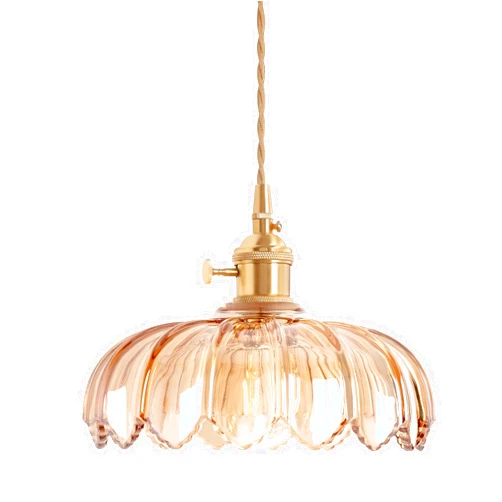Shenmoyl Pendant Light with Amber Scindapsus Glass Lmapshade, Brass Vintage Pendant Light Adjustable Hanging Light for Kitchen Island Dining Room Hallway
