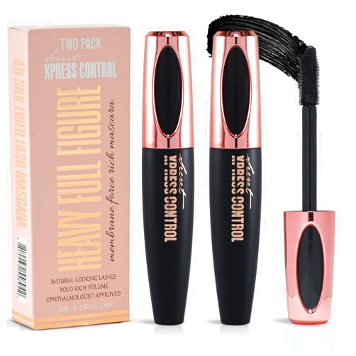 Secret Xpress Control 4D Silk Fiber Lash Mascara, Lengthening and Thick, Long Lasting, Waterproof & Smudge-Proof, All Day Exquisitely Full, Long, Thick, Smudge-Proof Eyelashes (2 Pack)