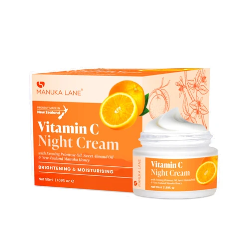 Manuka Lane Vitamin C Night Cream for Face and Neck with Evening Primrose Oil, Manuka Honey & Sweet Almond Oil | Plant Based Formula | Carefully formulated to keep your skin young and healthy!