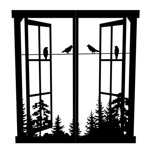 Resama Metal Wall Decor Windows & Birds Metal Wall Art Mountain and Forest Nature Wall Sculptures Home Decorations for Living Room Bedroom Kitchen Office (Black)