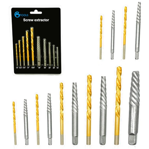 GMTOOLS 14Pcs Screw Extractor Set, Left Hand Drill Bit and Bolt Extractor Kit Easy to Remove Stripped Broken Damaged Screw Bolt and Nut Out, Reverse Drill Bit Extractor Set