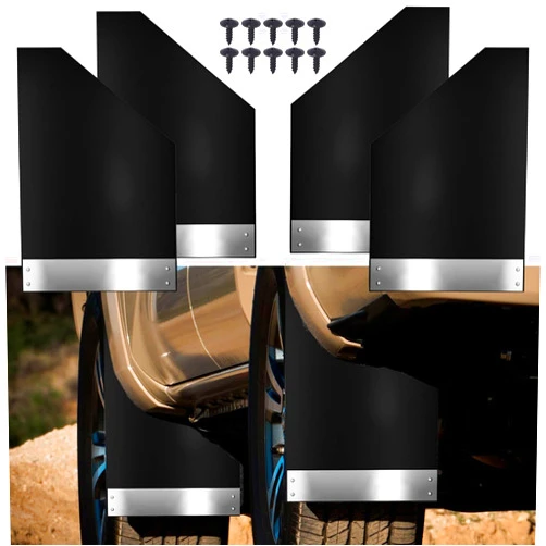 Muamos 4PCS Universal Mud Flaps Splash Guards Car Mudguard with Night Reflectors Mudflaps and Accessories Set, Front and Rear Protection for Trucks Cars SUVs Vans (Black)