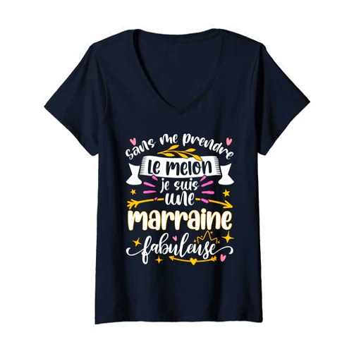 Cadeau Original Pour Une Marraine Cadeaux Bapteme Marraine Fabuleuse Femme Noel Baptême Filleule Anniversaire V-Neck T-Shirt