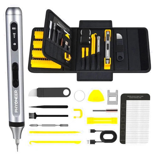 PHYONEER 148 in 1 Precision Electric Screwdriver Kit, with 1 Mini Manual Screwdriver, 120 Magnetic Bits, 24 Types of Accessories, Repair Tool Kit for Electronics,PC,Computer,Cell Phone,Laptop,Xbox,PS5