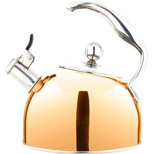 Viking 3-Ply Stainless Steel Tea Kettle, 2.6 Quart Stovetop Hot Water Pot with Tempered Glass Lid, Ergonomic Handle, Induction Ready, Rose Gold