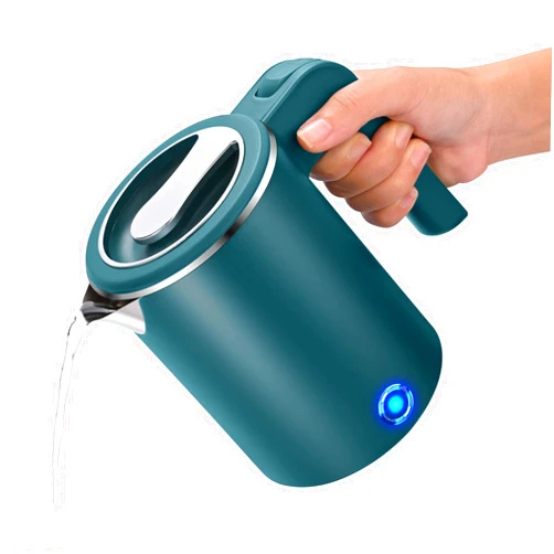 Acvansm Small Electric Kettles Stainless Steel for Boiling Water, 0.6L Travel Mini Hot Water Boiler Heater, Double Wall Cool Touch Portable Teapot