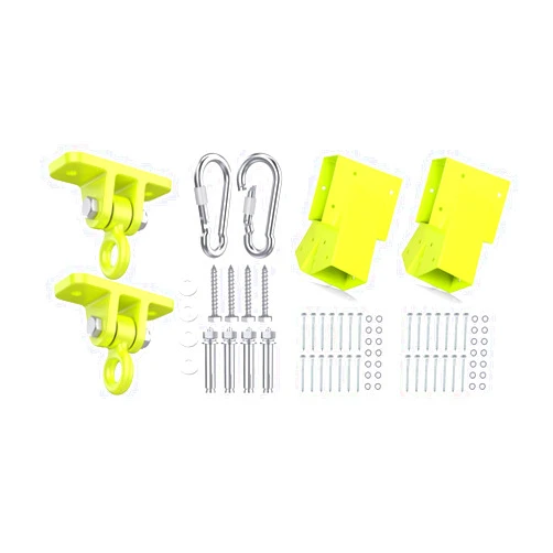 Highpro 2 Swing Set Brackets and 2 Swing Hangers for Wooden Sets Heavy Duty Swingset Hardware Swing Set Parts Outdoor Swing Set Accessories with Locking Hooks for Porch, Patio, Playground Indoor/Outdo