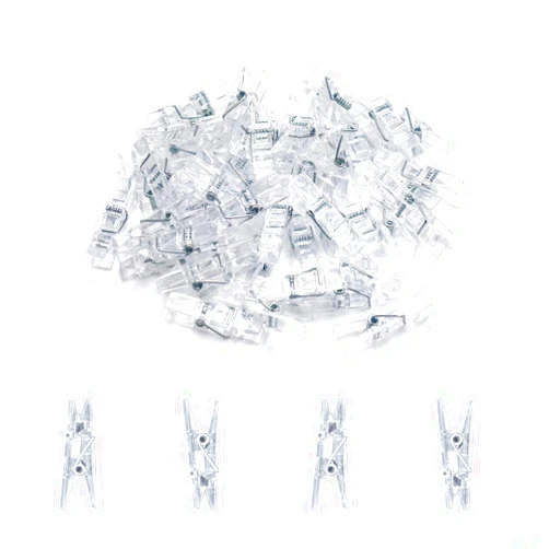 GALIREN 128 Pieces Mini Transparent Plastic Clear Clips, Binder, Photo Clips, Clothespins Clip