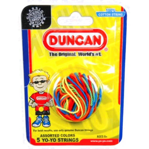 Duncan Toys Yo-Yo String [Assorted Colors] - Pack of 5 Cotton String for Plastic, Metal Yo-Yos