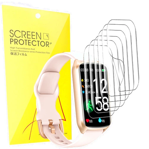 Lamshaw Compatible for Amzhero Fitness Tracker Screen Protector, [6 Pack] Full Coverage TPU Clear Film Compatible for Amzhero D26 1.47 Inches Fitness Tracker (6 Pack)
