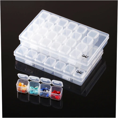 Mr. Pen- Diamond Painting Bead Storage Containers, 28 Grids, 2 Pack, Includes 160pcs Label Stickers, Diamond Art Bead BoxOrganizer