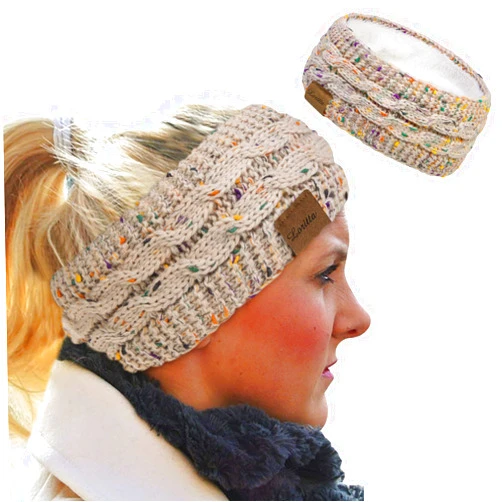 Loritta Womens Ear Warmers Headbands Winter Warm Fuzzy Cable Knit Head Wrap Fleece Lined Gifts