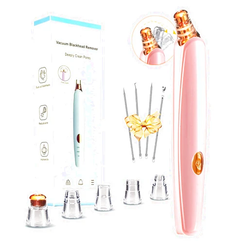 DIYthinker Blackhead Remover Pore Vacuum Cleaner - Upgraded Facial Pore Cleaner - Electric USB Pore Vacuum with 5 Probes - Upgraded Blackhead Suction Tool - Blackhead Remover Kit (Pink)