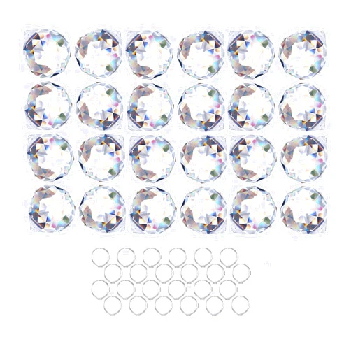 HDCRYSTALGIFTS Crystalsuncatcher 24pcs Clear Crystal Ball Prism Suncatcher Rainbow Pendants Maker, Hanging Crystals Prisms for Windows,20mm