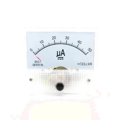 JESSINIE 85C1 DC Pointer Ammeter Analog Meter 50UA Rectangle Panel Mounted Current Meter Ammeter Tester 0-50 UA DC 85C1 65 * 56MM