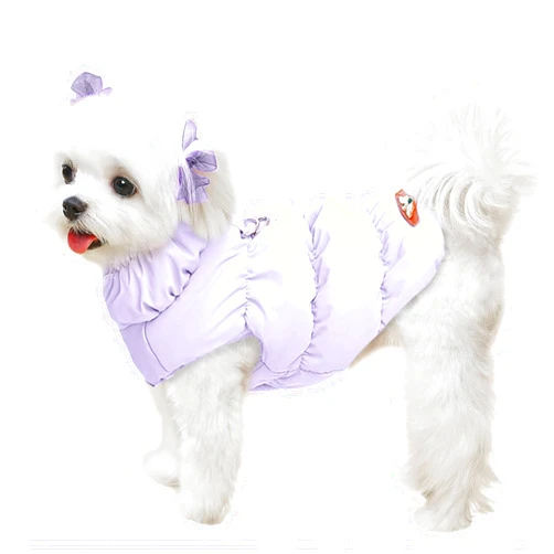 ABRRLO Winter Warm Dog Jacket for Small Medium Dogs Cat Cold Weather Coats with Harness Paded Dog Fleece Vest Waterproof Windproof Dog Snow Jacket Pet Puppy Clothes（Purple,XS）