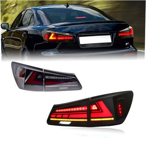 HCMOTIONZ HCmotion Tail lights Assembly for 2006-2013 Lexus IS250/IS350/ISF Sedan, Taill Lamp with Start UP Animation, Reverse Lights, LED DRL light, Plug-and-play, LED Tail Lights Replacement