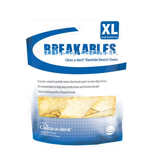 FELIWAY CEVA Animal Health Breakables Clenz-A-Dent Rawhide Dental Chews for Dogs, X-Large/> 55 lb/15 Count