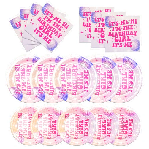 Elechotfly for Taylors Birthday Decorations Its Me Hi Im The Birthday Girl Music Birthday Party Tableware, Include 40pcs Plates 40pcs Napkins, Serves 20 or 40 Guests