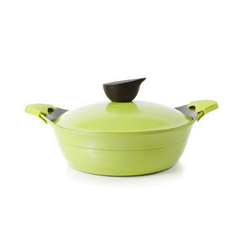 Neoflam Eela 2.5 QT Ceramic Nonstick Low Stockpot with Steam Releasing Lid in Olive Green