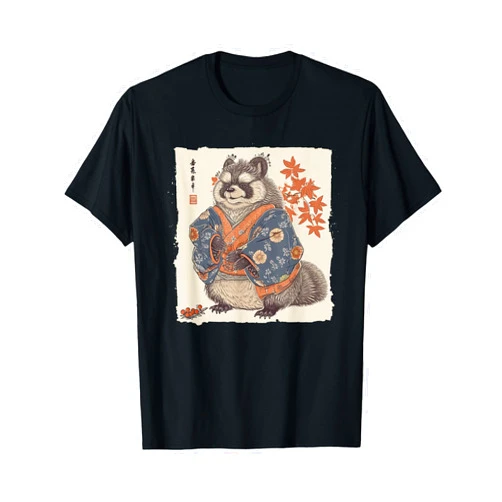 The Art of Print by MCMA - Digitally Enhanced Art Raccoon Wonders: Edo Kimono Art Graphic, Womens, Mens, Kids T-Shirt