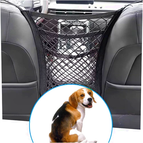 LNtech 3-Layer Car Mesh Organizer,Dog Car Net Barrier Kid Pet Barrier, Seat Back Net Bag Holder Car Storage Organizer,Cargo Tissue Handbag Purse Holder,Driver Storage Netting Pouch