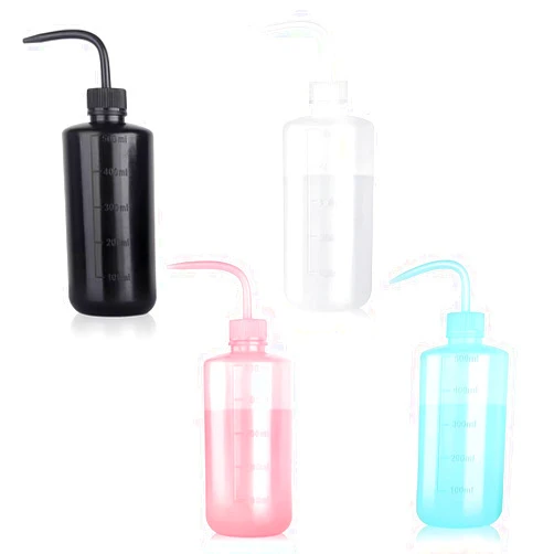 GENERIC 500ML 4PC Plastic Squeeze Bottle Safety Rinse Bottle Wash Bottle Squeeze Watering Can Water Squirt Irrigation Bottle Tattoo Wash Bottle for 500ML Medical Lab, Tattoo Supplies, White+Black+Green+Red