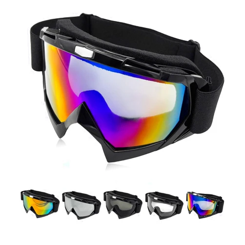 Ohleats Dirt Bike Goggles, Windproof & Dustproof Ski Racing Goggles, Men Women Safety ATV Goggles Motorcycle Accessories (Blue Colorful A)