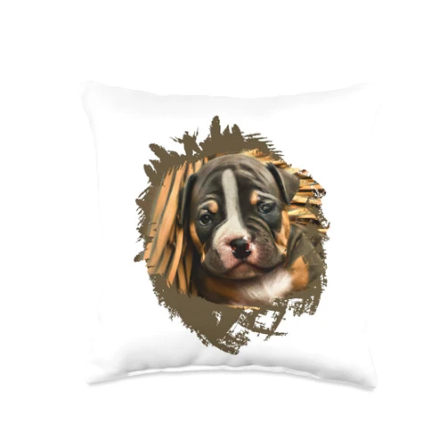 Hundewelpen süsse Motive für Hundeliebhaber Cute, Staffordshire Bull Terrier Dog Puppy Throw Pillow, 16x16, Multicolor