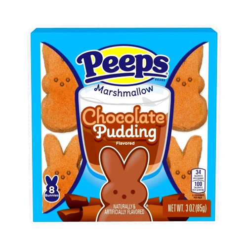 Glufreats PEEPS Chocolate Pudding Marshmallow Bunnies, 8 Count 3 OZ, Ideal for Easter Baskets and Egg Stuffers, A Delight for Kids, Teens, and Families.