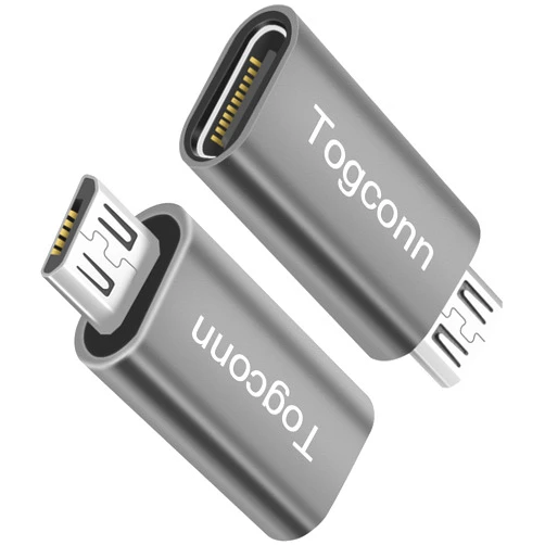 Togconn USB C to Micro USB Adapter 2 Pack, USB Type-C (Female) to Micro USB (Male) Convert Connector Support Charge & Data Sync Compatible with Galaxy S7 Edge, S6, Nexus 6/5 and Other Micro Devices