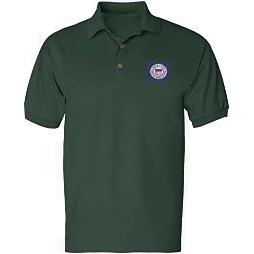 ALLNTRENDS Men's Polo T Shirt Coast Guard Embroidered USCG Top USA Embroidery