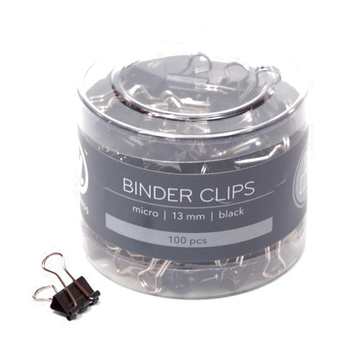 U Brands Binder Clips, Micro 1/2-Inch Width, 1/5-Inch Paper Holding Capacity, Black and Silver Steel, 100-Count - 650U08-24