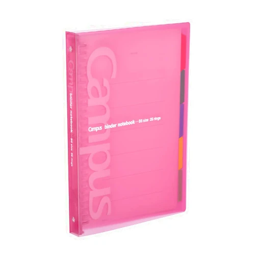 Kokuyo Campus Slide Binder with 5 Tab Dividers, Middle Type, B5, 26 Holes, Up to 100 Sheets, Pink, Japan Import (RU-P333NP)