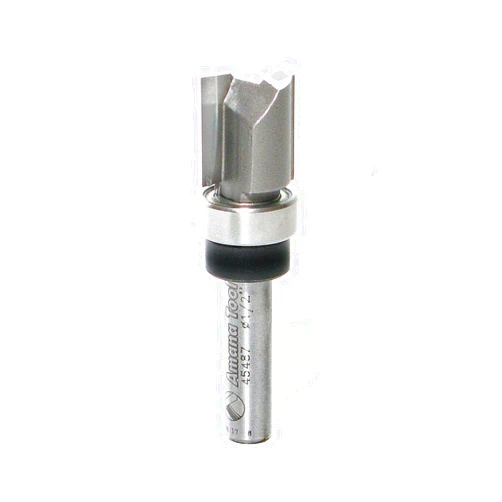 Amana Tool 45487 Carbide Tipped Flush Trim Plunge Template Router Bit 1/2 Dia x 1/2 x 1/4 Inch Shank with Upper Ball Bearing